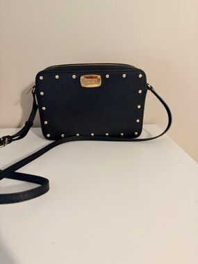 Michael Kors Navy Saffiano Crossbody with Gold Hardware